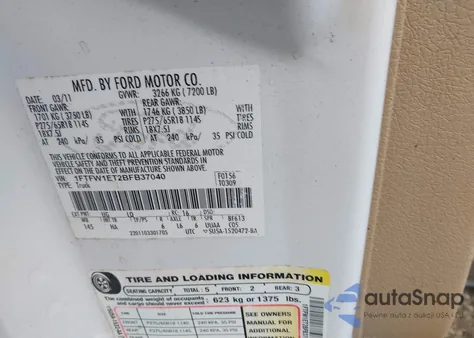 2011 Ford F-150 Lariat z USA, uszkodzony, nr VIN 1FTFW1ET2BFB37040